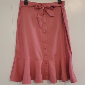 Mauve tie waist midi skirt